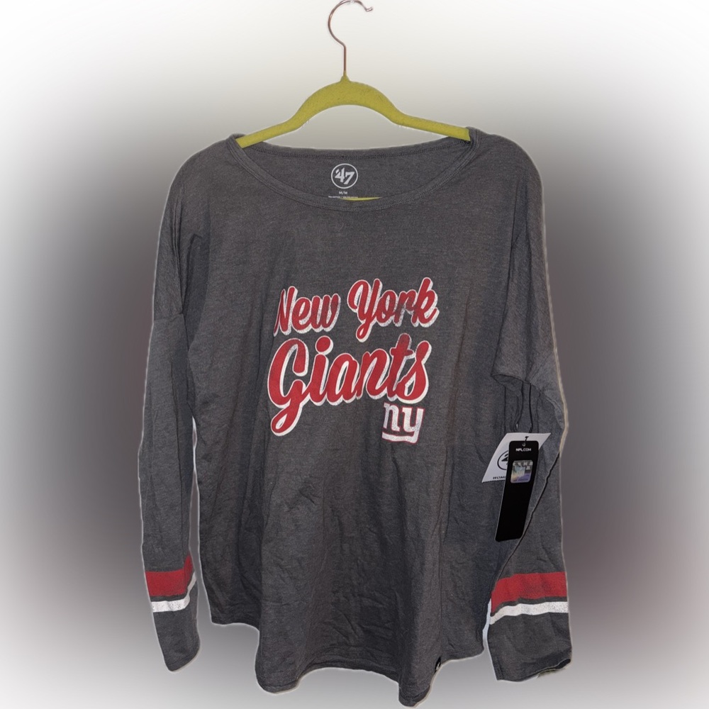 47 New York Giants Gray Long Sleeve Shirt with Red Script